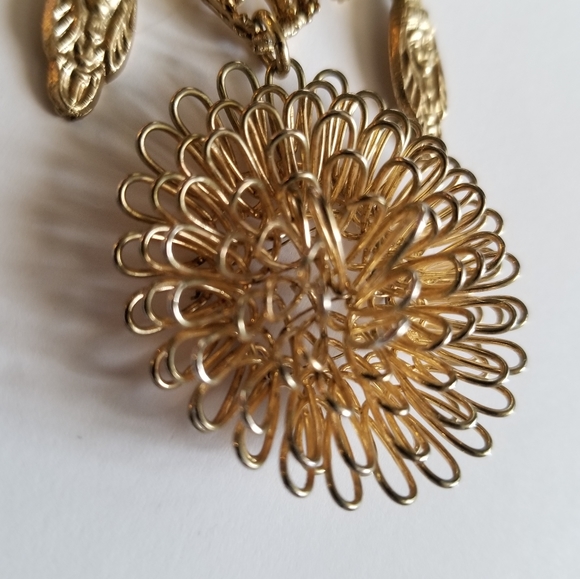 Relisted -Vintage buddha necklace green gold tone flower boho filigree bohemian - Picture 13 of 15